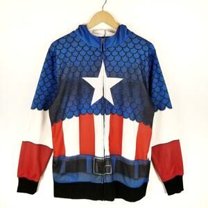 Captain America Hooded Zip Front Sweatshirt Size M Medium